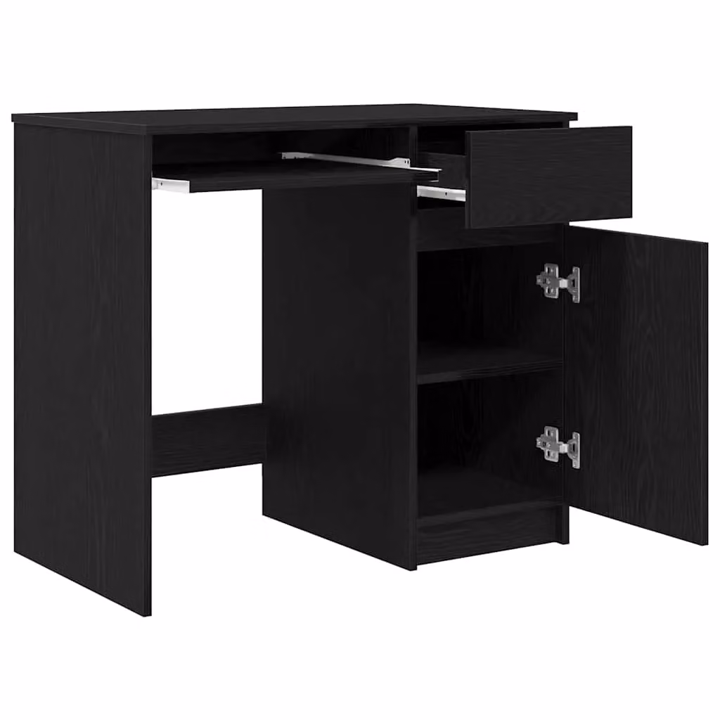Berkfield Modern Black Oak Writing Desk in Engineered Wood, W/D/H: 86 x 49 x 76 cm – 3