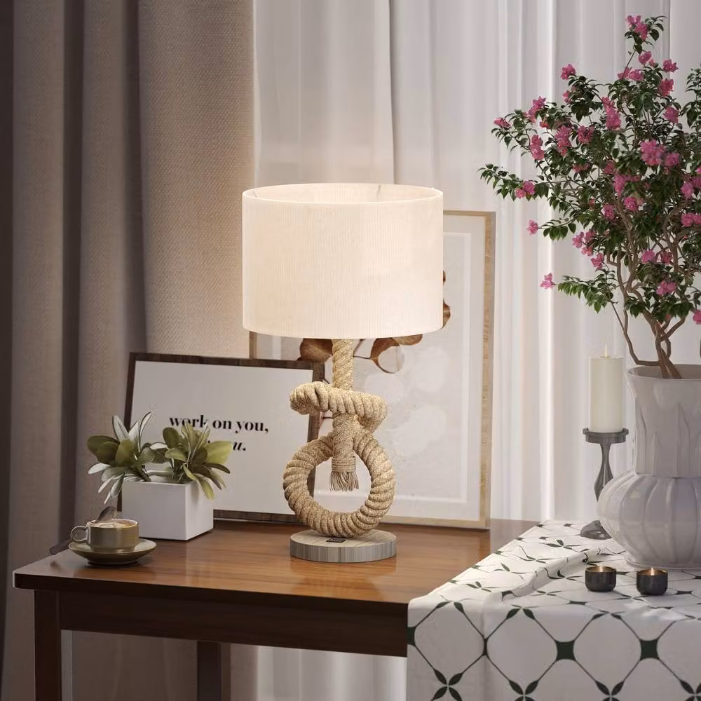 Wyld Haus Releta Nautical LED Table Lamp with USB Charging Port in Beige – 3