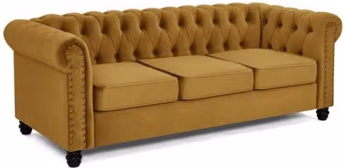 TGC Chester Gold Velvet Fabric 3 Seater Chesterfield Sofa