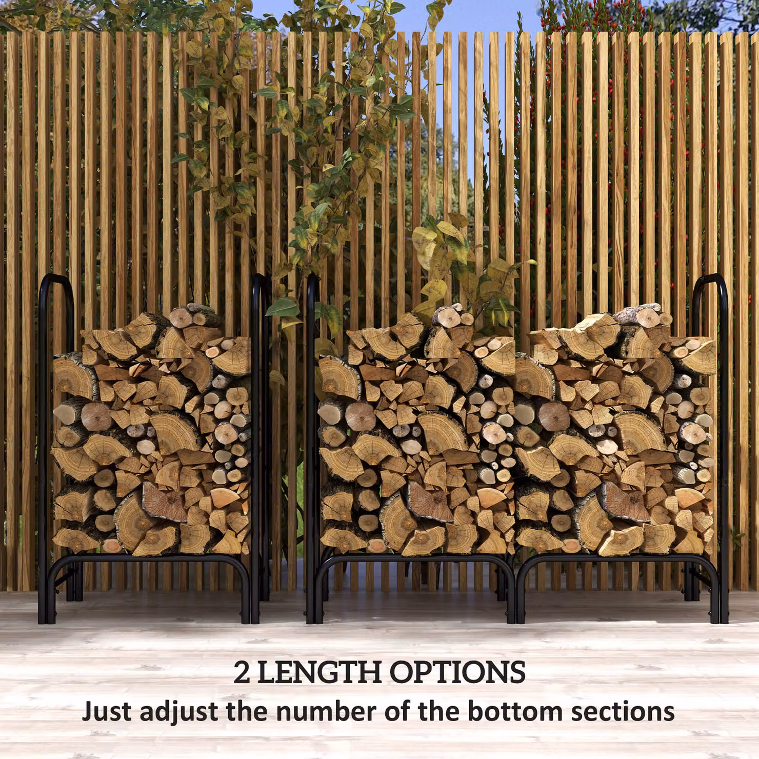Outsunny 4FT Metal Fireplace Log Holder with Canvas Carrier Bag and Waterproof 600D Oxford Cover, Black – 5