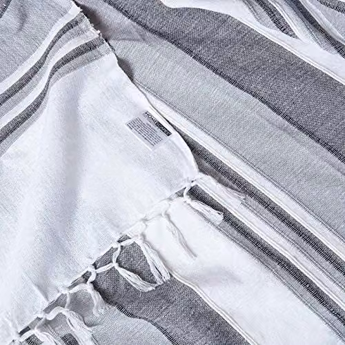 Homescapes Morocco Striped Cotton Woven Throw in Grey, W/D/H: 225 x 255 cm – 4