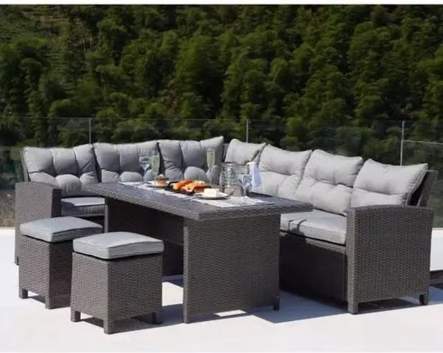 Better Garden 8 Seater Modern Rattan Outdoor Corner Set in Dark Grey