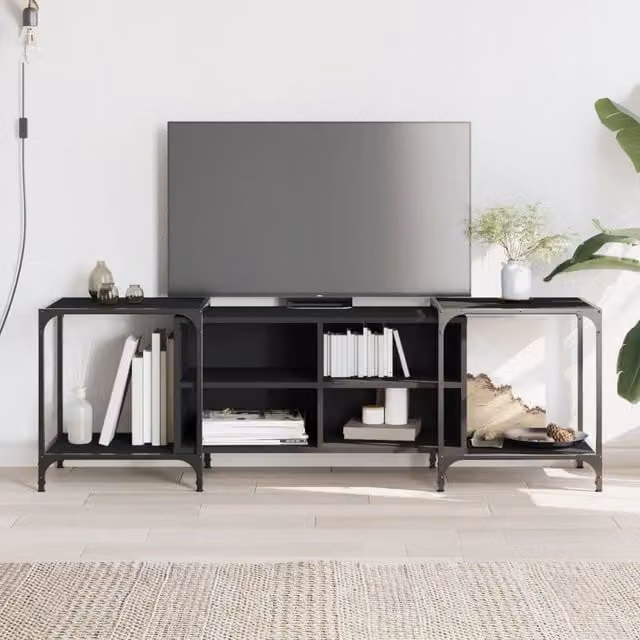 Berkfield Home Black Industrial TV Cabinet, W: 153 cm, D: 37 cm, H: 50 cm