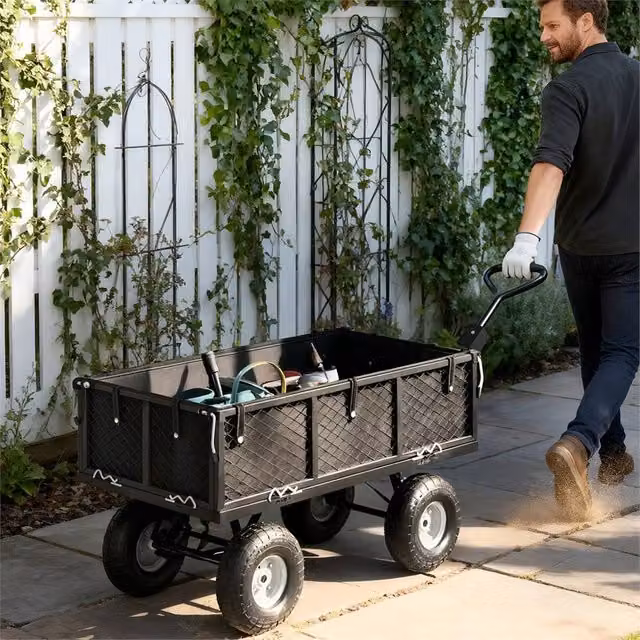 EONLION Black Garden Trolley Cart with Liner