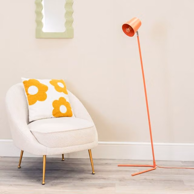 ValueLights Coral Metal Floor Lamp with Tapered Dome Shade for Home Office and Living Room Task Lighting