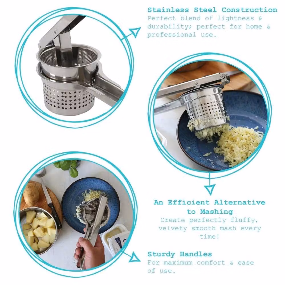 Havendro Stainless Steel Potato Ricer and Vegetable Masher in Silver, 25 cm – 2