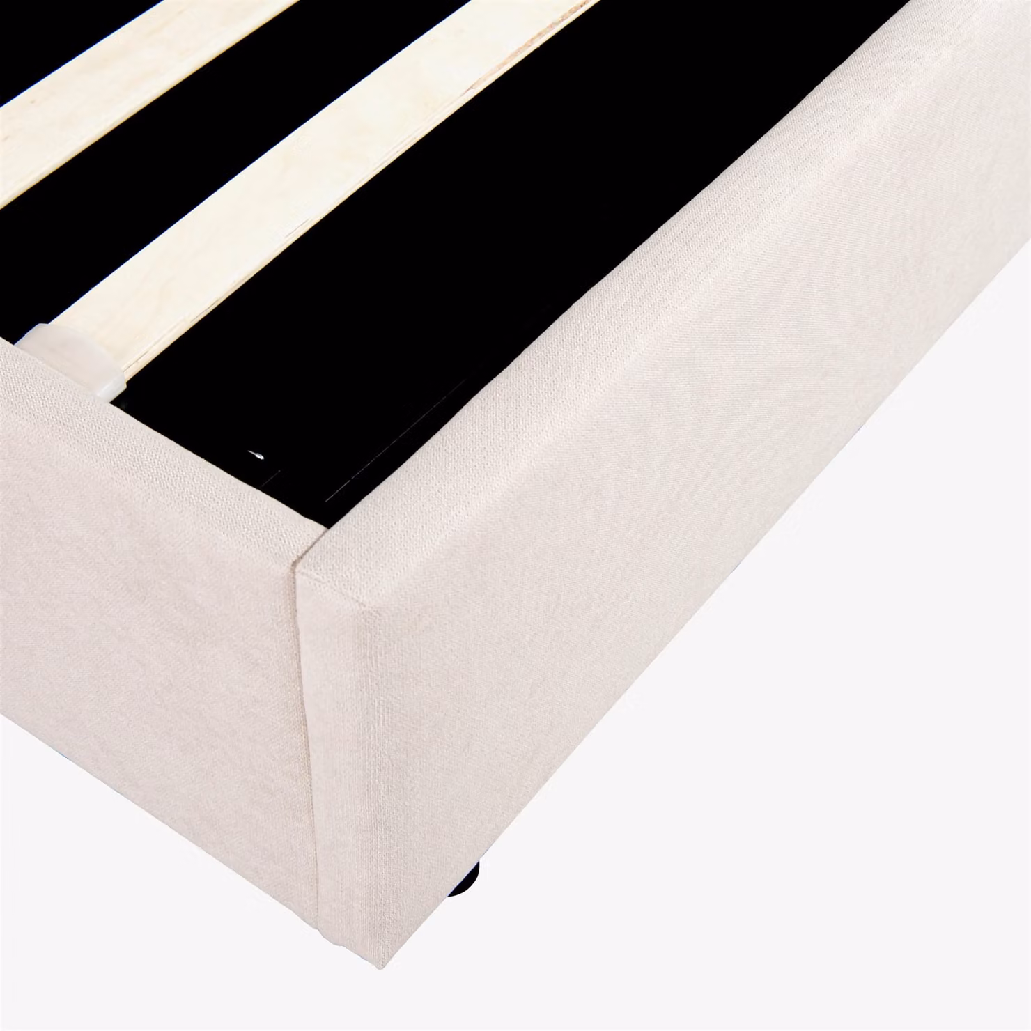 OAT Home Wilmslow Winged Headboard Fabric Upholstered Ottoman Storage Bed Frame in Natural, Size: Double (140 x 200 cm) – 6