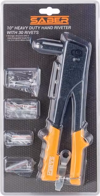 Saber Heavy Duty Steel Hand Riveter Set in Black