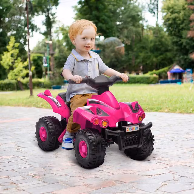 AIYAPLAY 6V Kids Electric Quad Bike with Music and Light Effects in Pink
