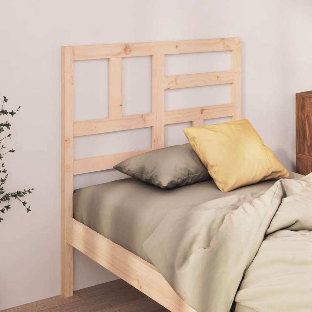 Berkfield Home Rustic Solid Wood Pine Bed Headboard in Natural, W/D/H: 106 x 4 x 104 cm – 2
