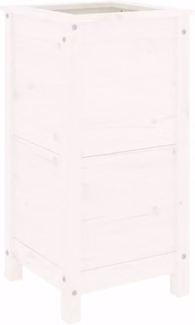 Berkfield Home White Solid Wood Pine Garden Planter Tub W: 40 cm, D: 40 cm, H: 78 cm
