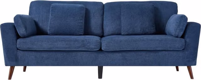 Livingandhome Modern 2-Seater Blue Chenille Upholstered Sofa with Scatter Cushions