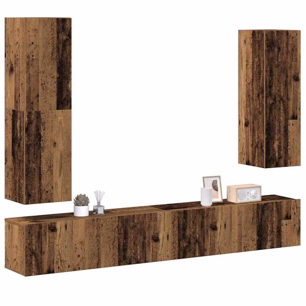 Berkfield Home Classic 4 Piece Wall-Mounted TV Cabinet Set in Brown Engineered Wood – 2