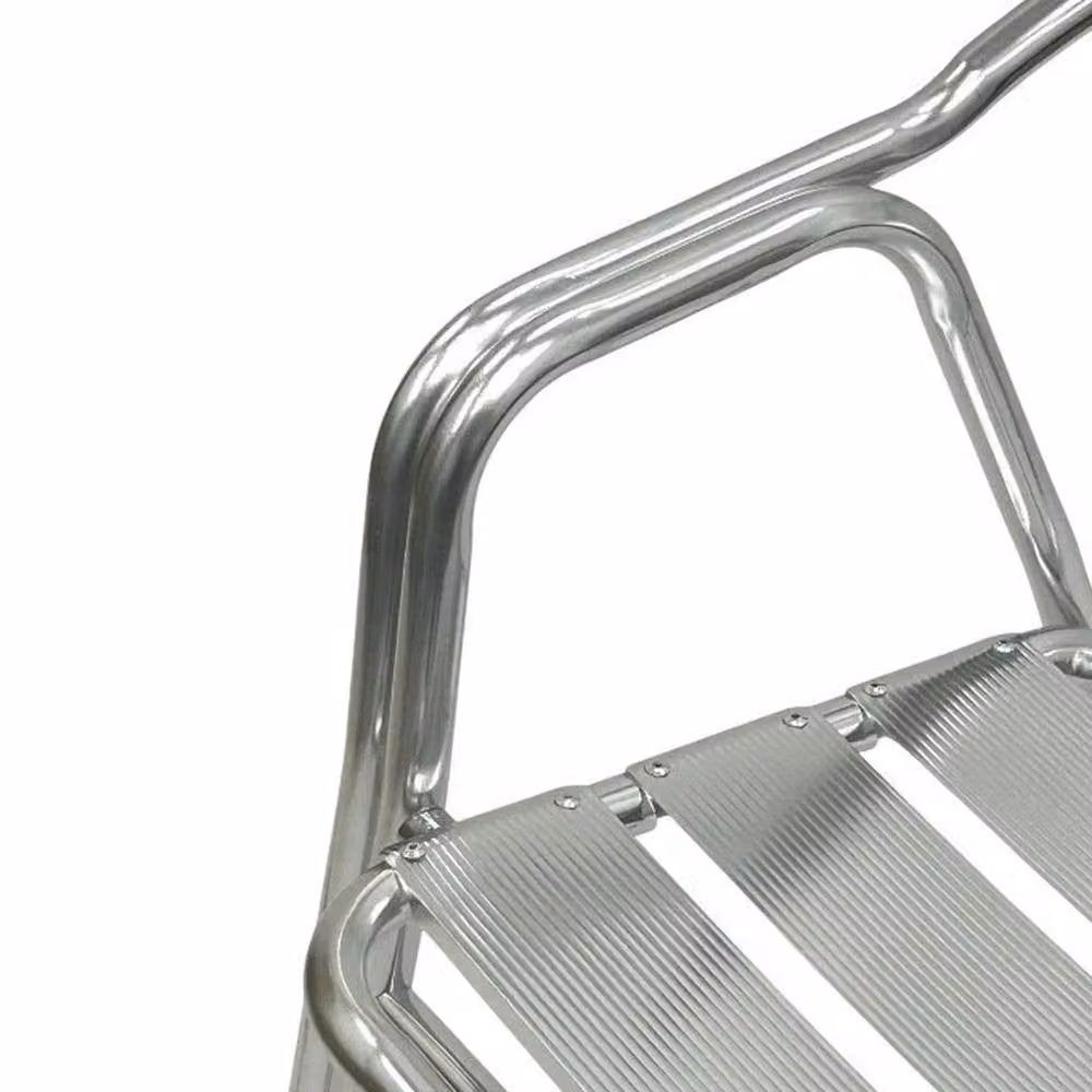 NESTLUNE Deluxe Silver Powder Coated Aluminium Garden Chair with Armrests – 4