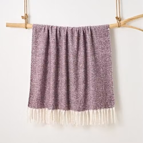 Allure Bath Fashions Aisling Faux Fur Tasselled Throw Blanket in Purple, W/D/H: 127 x 130 x 170 cm – 1