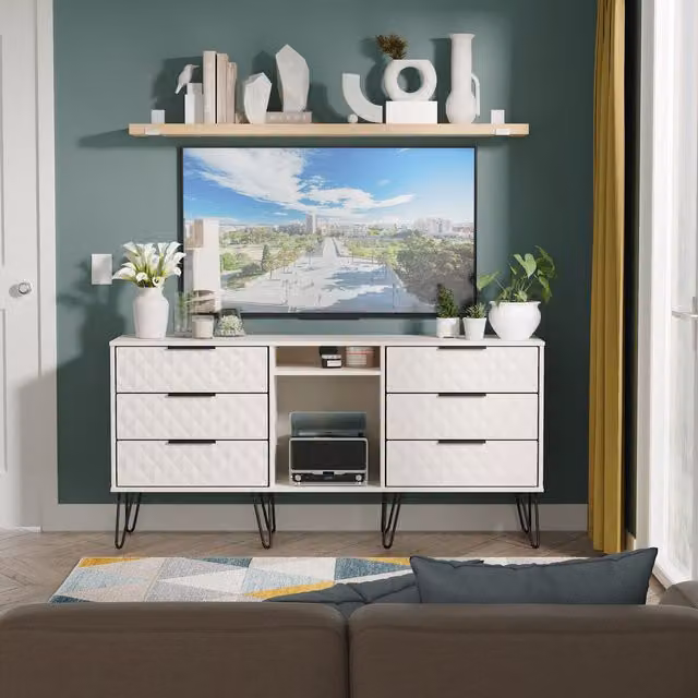 2 U Islay 6 Drawer Sideboard in Taupe with Geometric Metal Details – 1