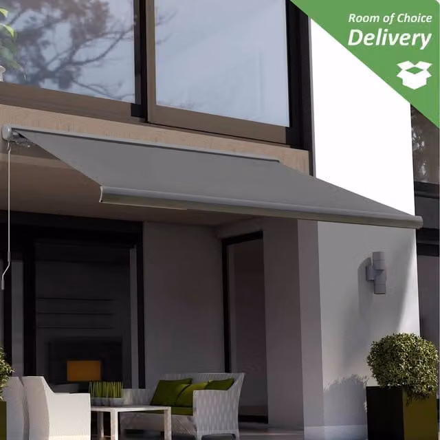Outsunny Electric Motorised Awning with Cassette Case in Dark Grey, W: 350 cm, D: 300 cm