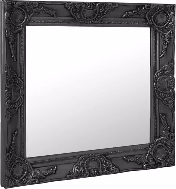 Berkfield Home Antique Baroque Style Square Wall Mirror, Black, W/H: 50 x 50 cm