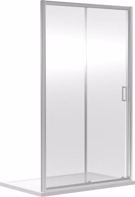 Balterley Reversible Sliding Shower Door with 6mm Safety Glass in Silver and Chrome, W: 120 cm