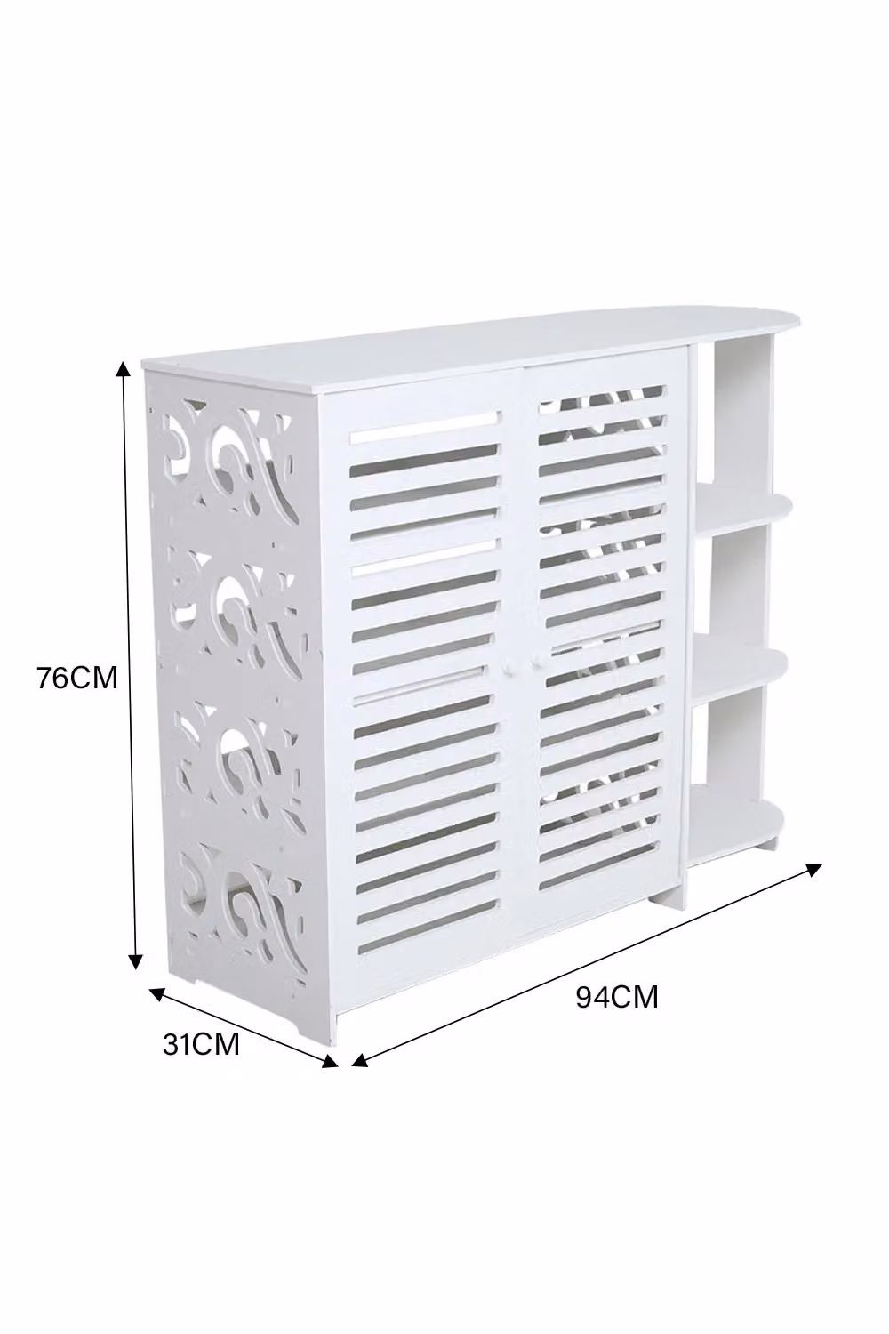 Livingnahdome Modern 4-Tier White Shoe Cabinet and Storage Rack with 3-Tier Sided Holder – 2