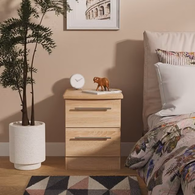 2 U Carlton 2 Drawer Bedside Cabinet in Light Oak – 1