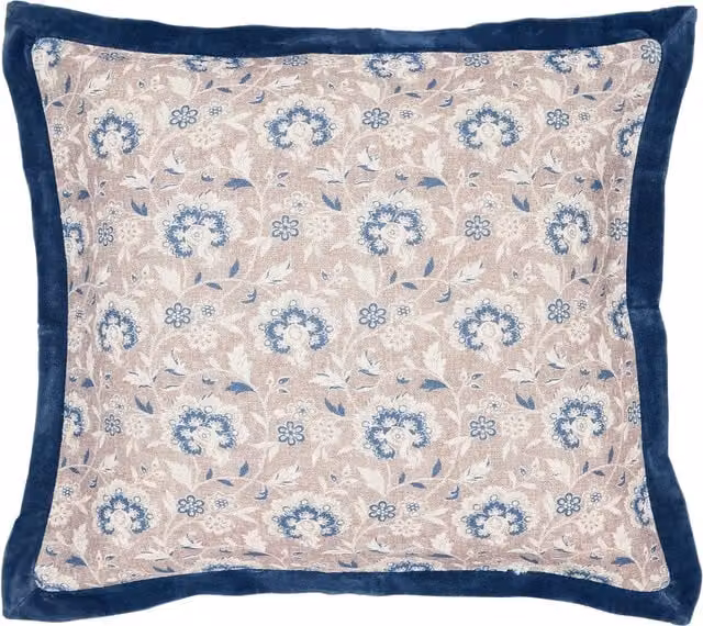 Bedeck of Belfast Lorelei Floral Square Cushion, Blue, W/D/H: 50 x 50 x 50 cm