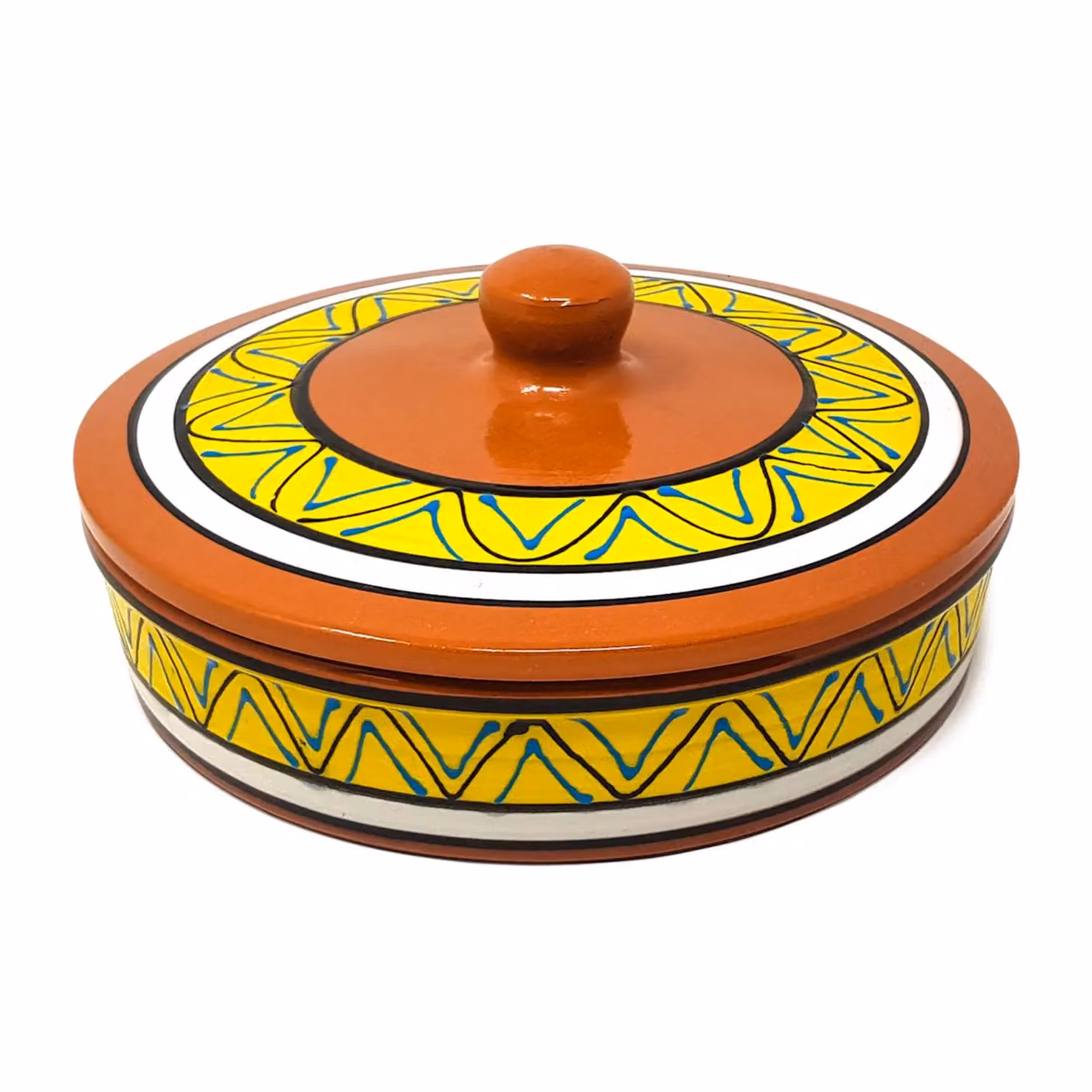 Verano Spanish Ceramics Fiesta Hand Painted Ceramic Tortilla Server, Diameter: 25 cm, Yellow – 2