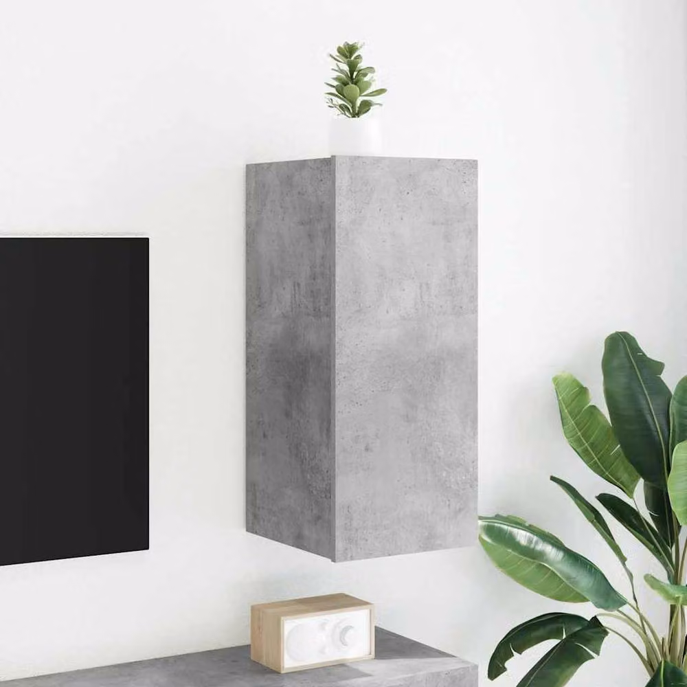 Berkfield Home TV Wall Cabinet with LED Lights in Concrete Grey, W/D/H: 30.5 x 35 x 70 cm – 2