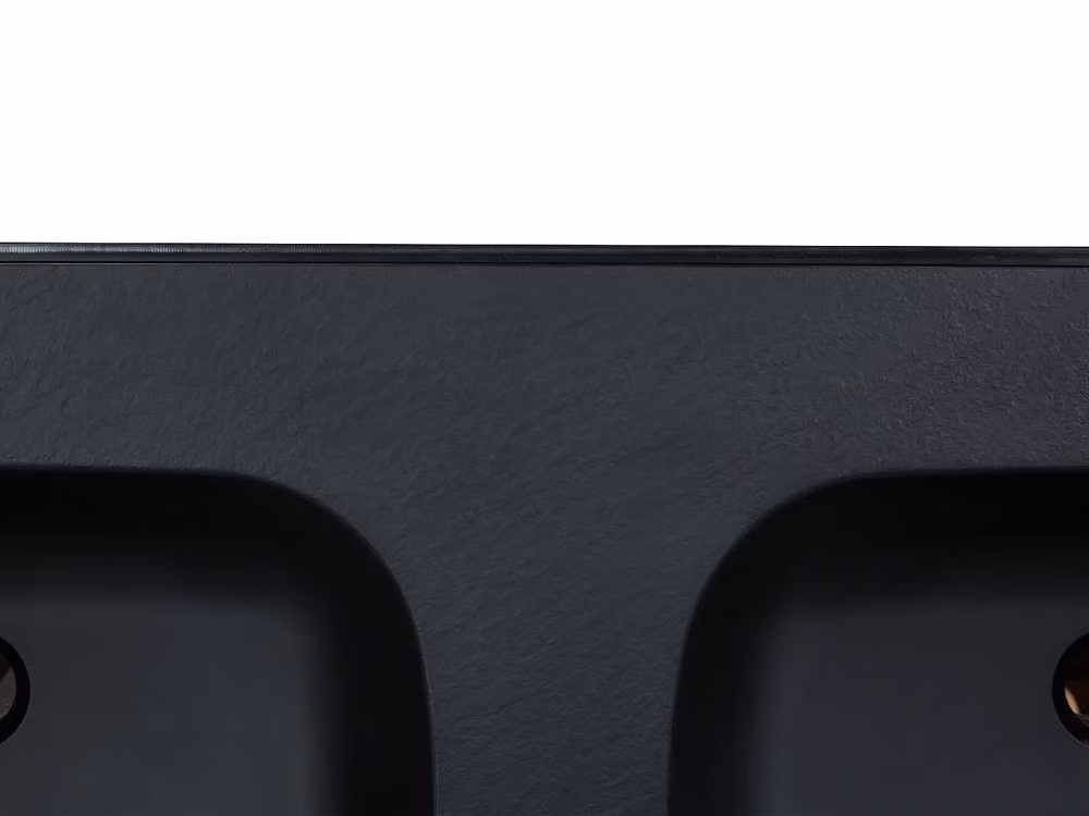 Vente-unique Double Built-In Rectangular Resin Stone-Effect Sink in Black, W: 120 cm, D: 46 cm, H: 14.5 cm – 4