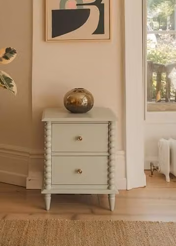 Statement Furniture Cromwell Bedside Table with 2 Drawers in Green, Beige and Gold, W: 50 cm, D: 41 cm, H: 61 cm – 1