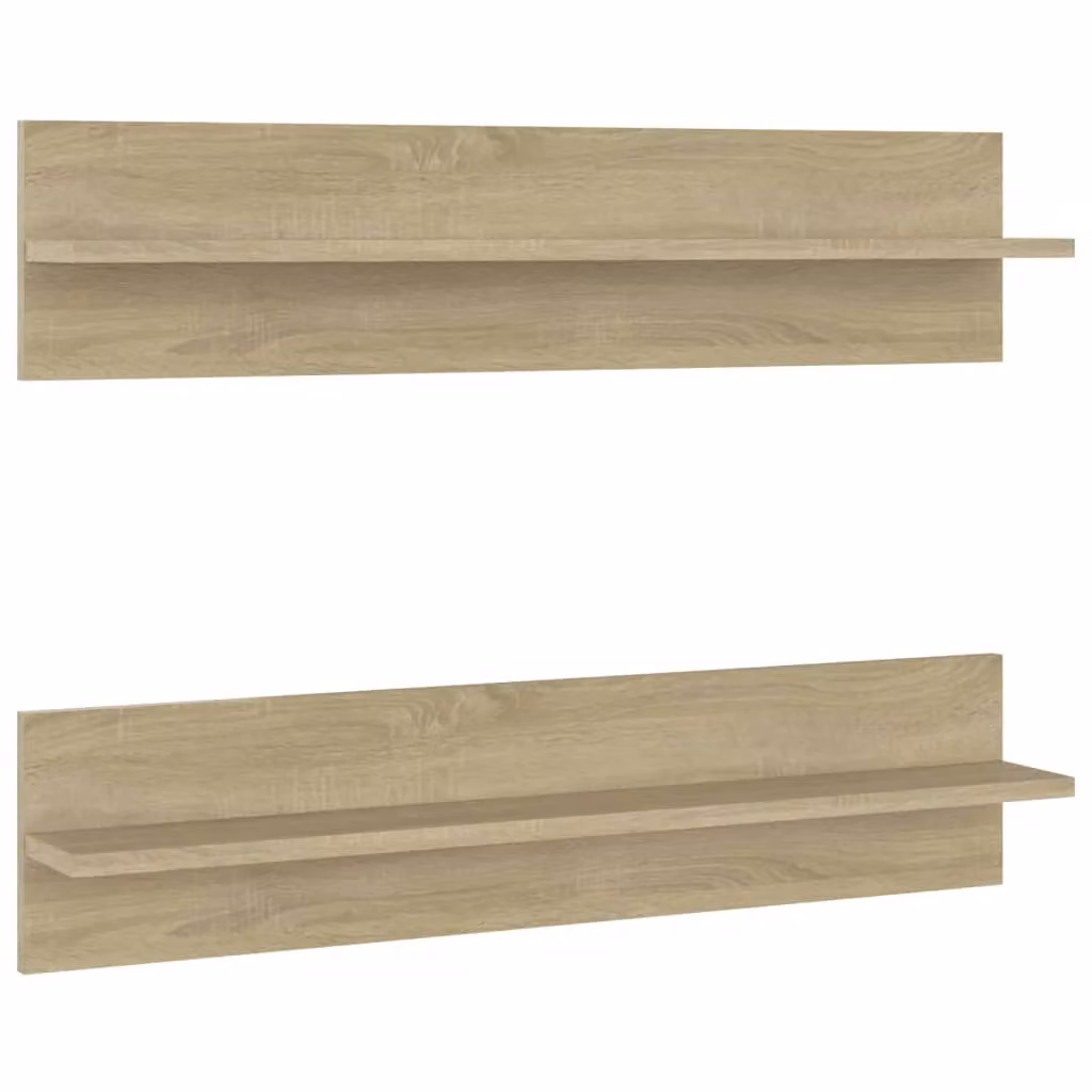 Berkfield Home Wall Shelf Set of 2, Sonoma Oak Brown, W: 80 cm, D: 11.5 cm, H: 18 cm – 2