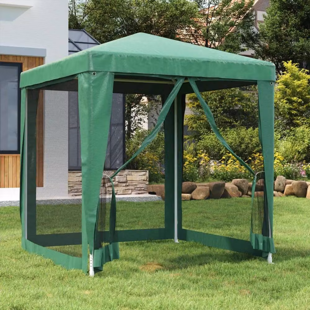 Berkfield Home Party Tent with 4 Mesh Sidewalls, Green, W/D: 2 x 2 m – 2