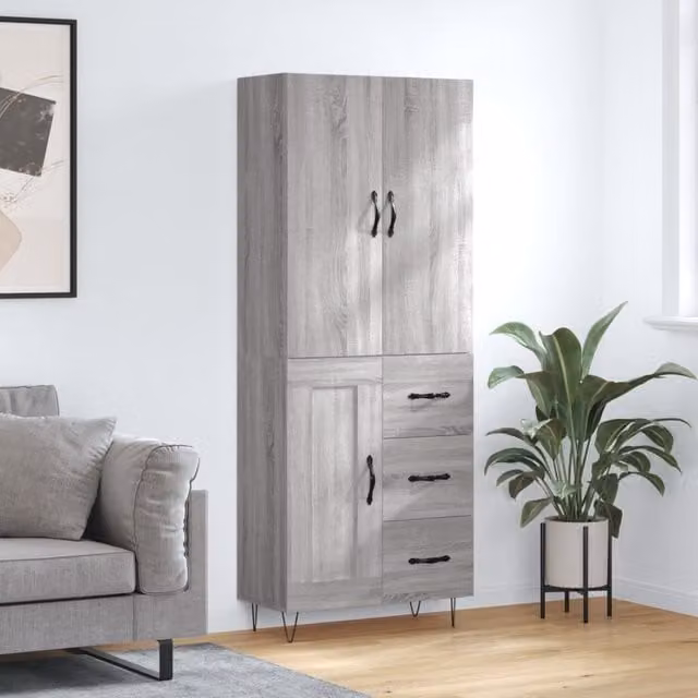 Berkfield Home Grey Sonoma Highboard W/D/H: 69.5 x 34 x 180 cm – 1