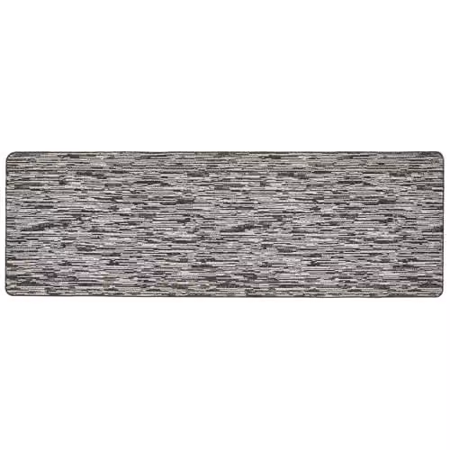 My Mat Charcoal Grey Broken Stripe Stain Resistant Non-Slip Runner, W: 67 cm, L: 200 cm