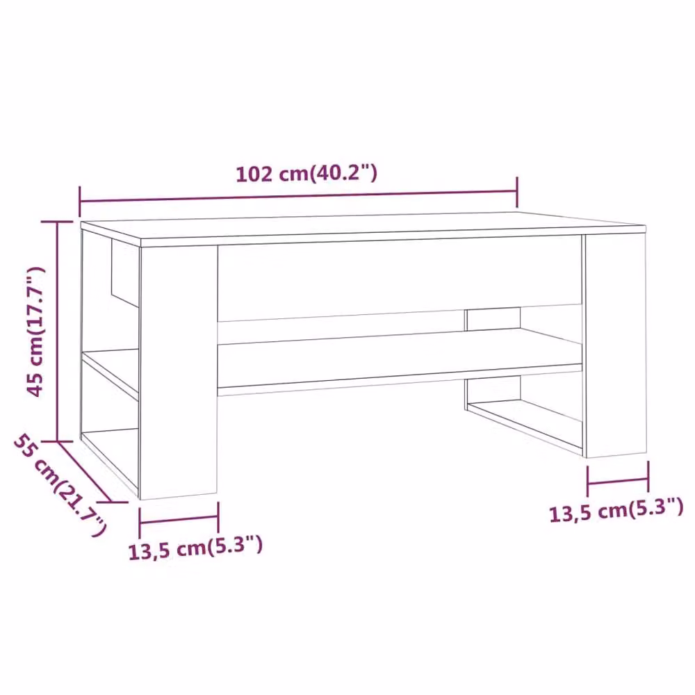Berkfield Home Modern Rectangular Coffee Table in Concrete Grey, W/D/H: 102 x 55 x 45 cm – 3