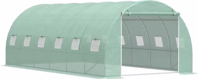 Outsunny Eco Friendly Large Walk-In Greenhouse with Steel Frame and Windows, Green, W: 6 m, D: 3 m, H: 2 m