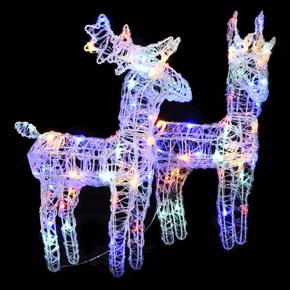 Berkfield Home Beautiful Christmas Reindeers Multicolour LED Tabletop Decorations, 2 Pieces, 80 LEDs – 2