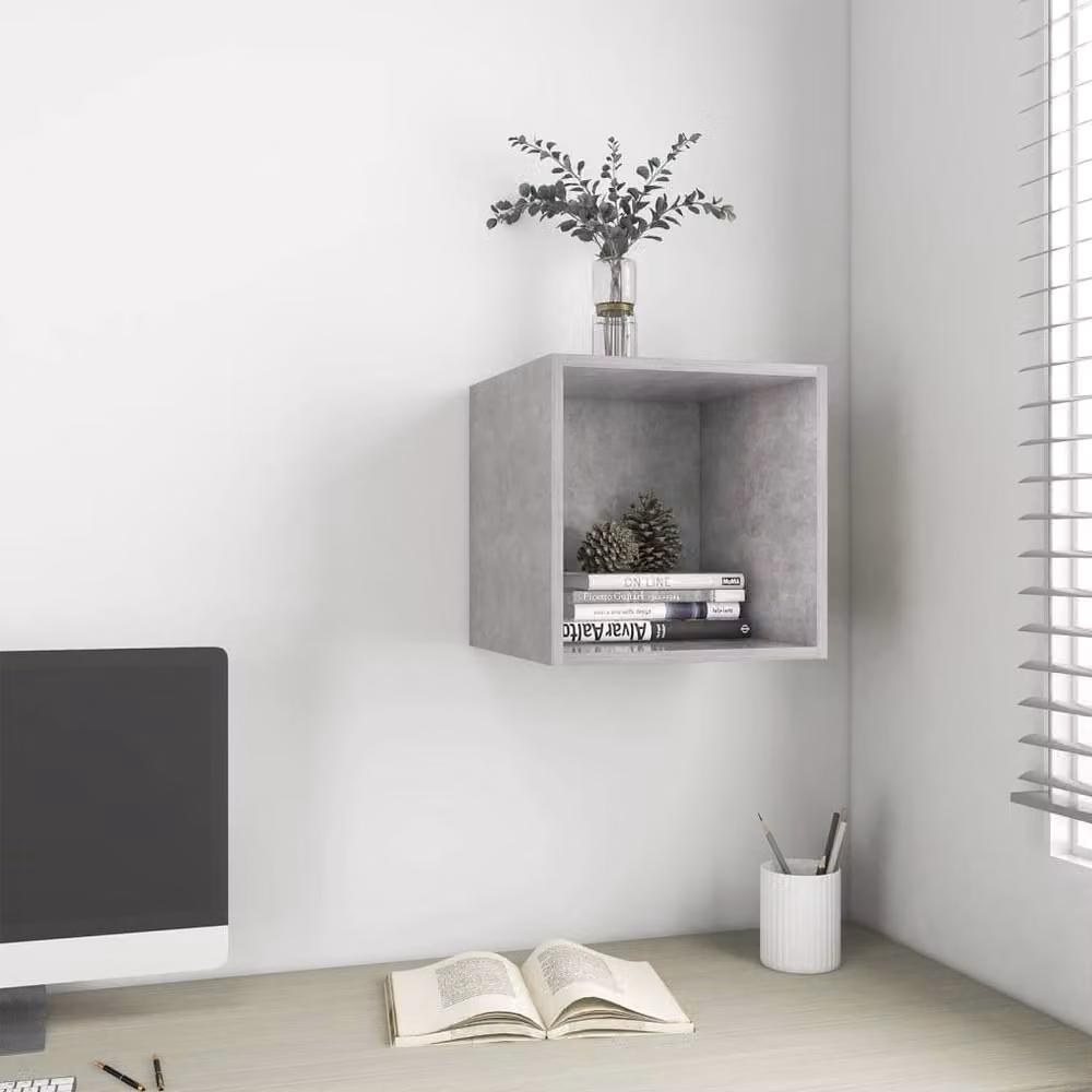 Berkfield Home Wall Mounted Cabinet in Concrete Grey, W/D/H: 37 x 37 x 37 cm – 2