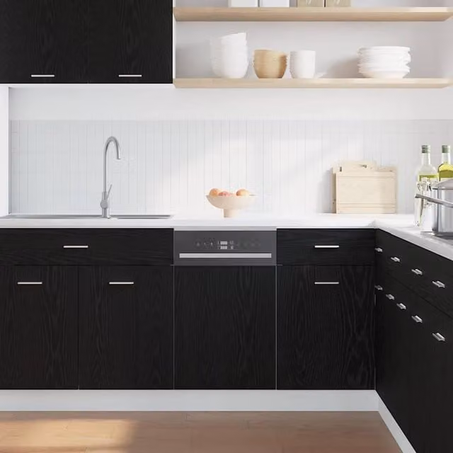 Berkfield Home Modern Dishwasher Panel Lyon Black Oak, W: 45 cm, D: 1.5 cm, H: 67 cm, Engineered Wood – 1