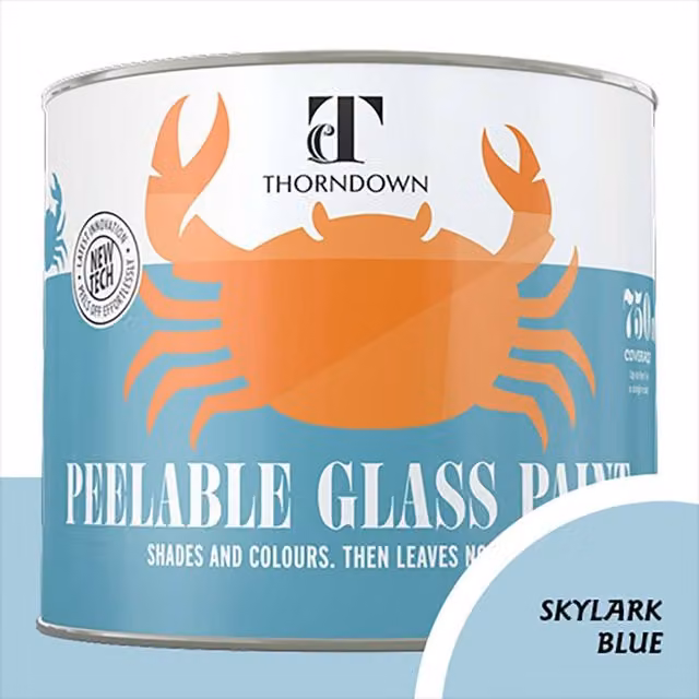 Thorndown Skylark Blue Peelable Glass Paint in Satin Blue and Grey, 11.5 cm