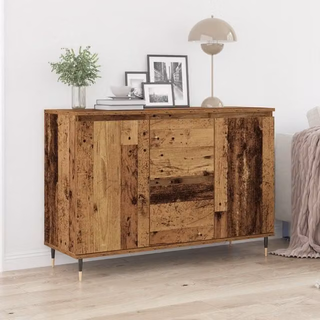 Berkfield Home Rustic Wood Sideboard with Doors and Drawers, Brown, W/D/H: 5 x 35 x 70 cm