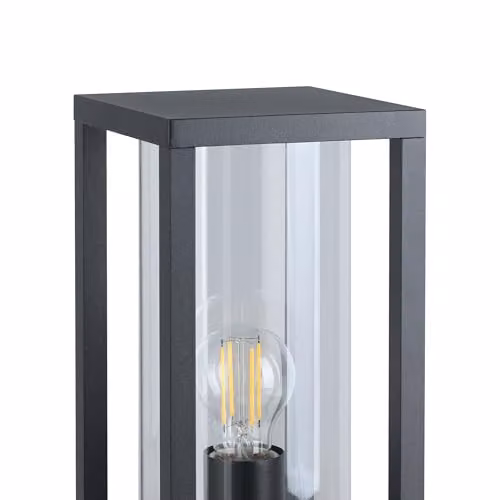 Eglo Cascinetta Black Pedestal Floor Lamp with Transparent Glass Cylinder for Garden and Terrace – 4