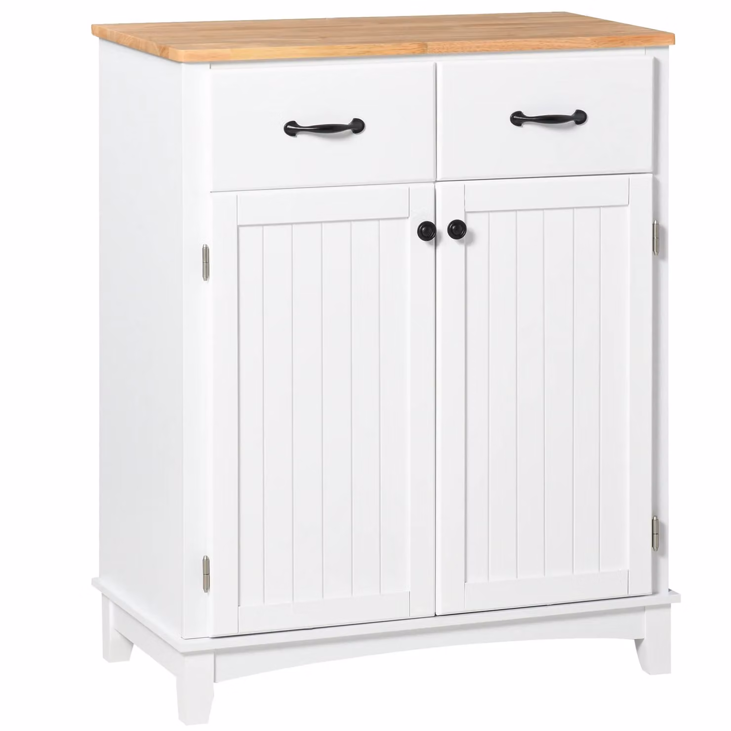 HOMCOM Modern Sideboard Kitchen Storage Cabinet with Drawers in White and Black – 2