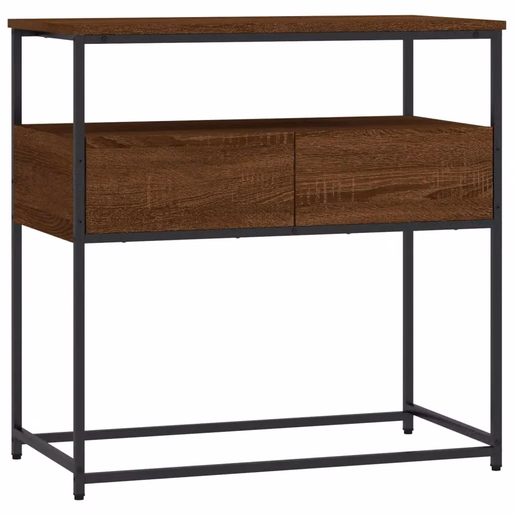 Berkfield Home Industrial Console Table in Brown Oak, W/D/H: 75 x 40 x 75 cm – 2