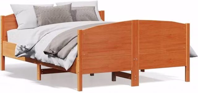 Berkfield Home Waxed Brown Solid Pine Wood Bed Frame W/D/H: 160 x 200 x 74.5 cm – 1