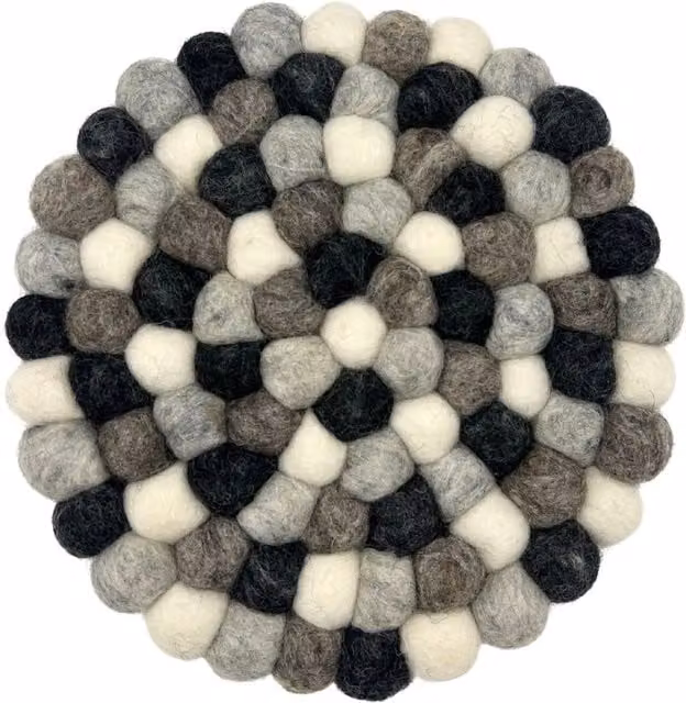 Four Candle Round Felt Ball Placemat in Multi Grey