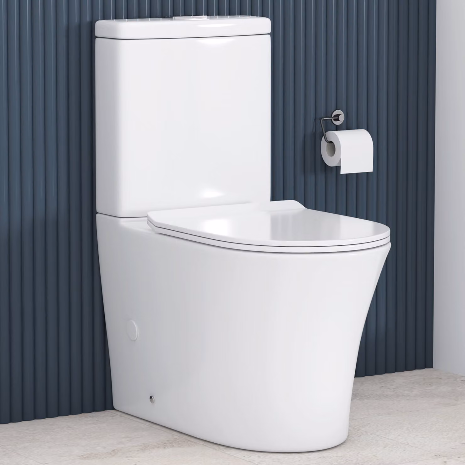 Royal Bathrooms Infinity Close Coupled Rimless White Ceramic Toilet with Whirlwind Flush Pan and Slim Soft Close Seat