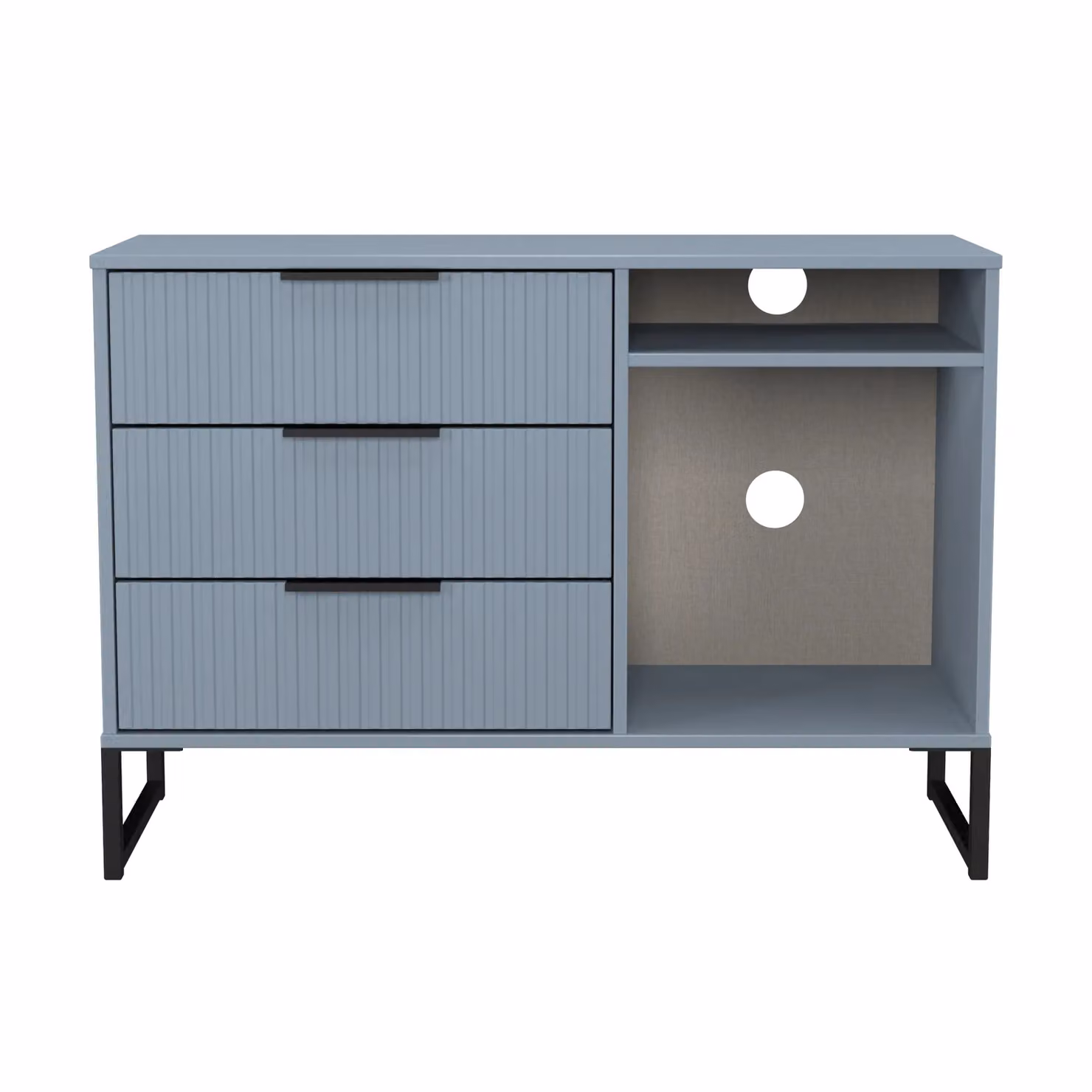 Ready Assembled 2 U Menai 3 Drawer TV Unit in Blue and Black – 2
