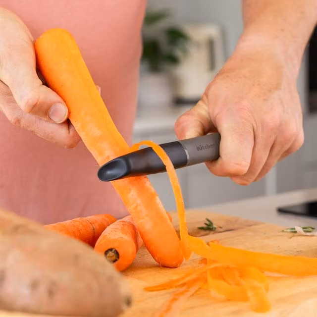KitchenAid Euro Peeler with Serrated Stainless Steel Blade and Grey Plastic Handle