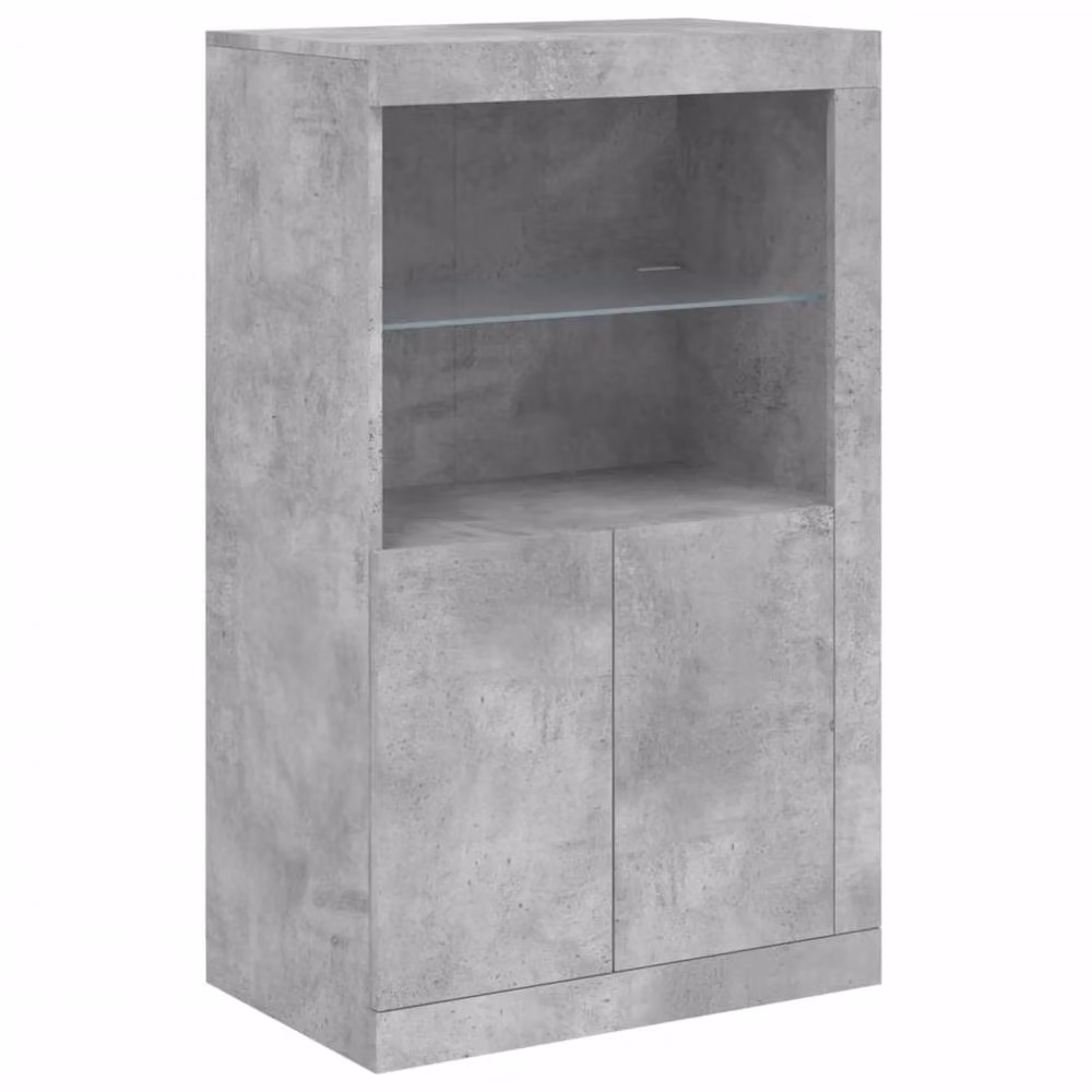 Berkfield Home Modern Sideboard with Integrated LED Lights in Concrete Grey, W/D/H: 202 x 37 x 100 cm – 4
